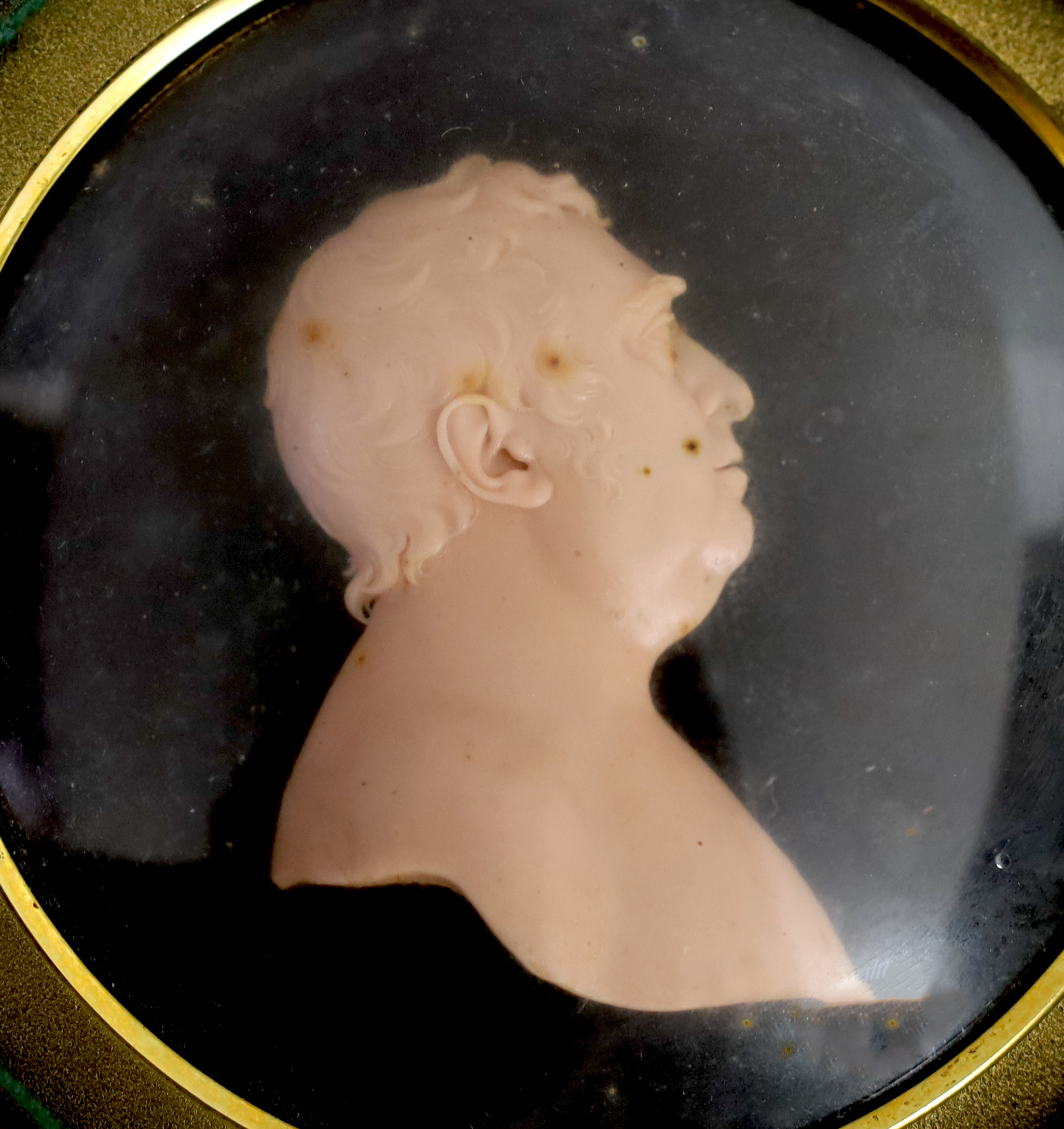 Peter Rouw (1771-1852), a wax profile of Charles James Fox, case diameter 13.5cm